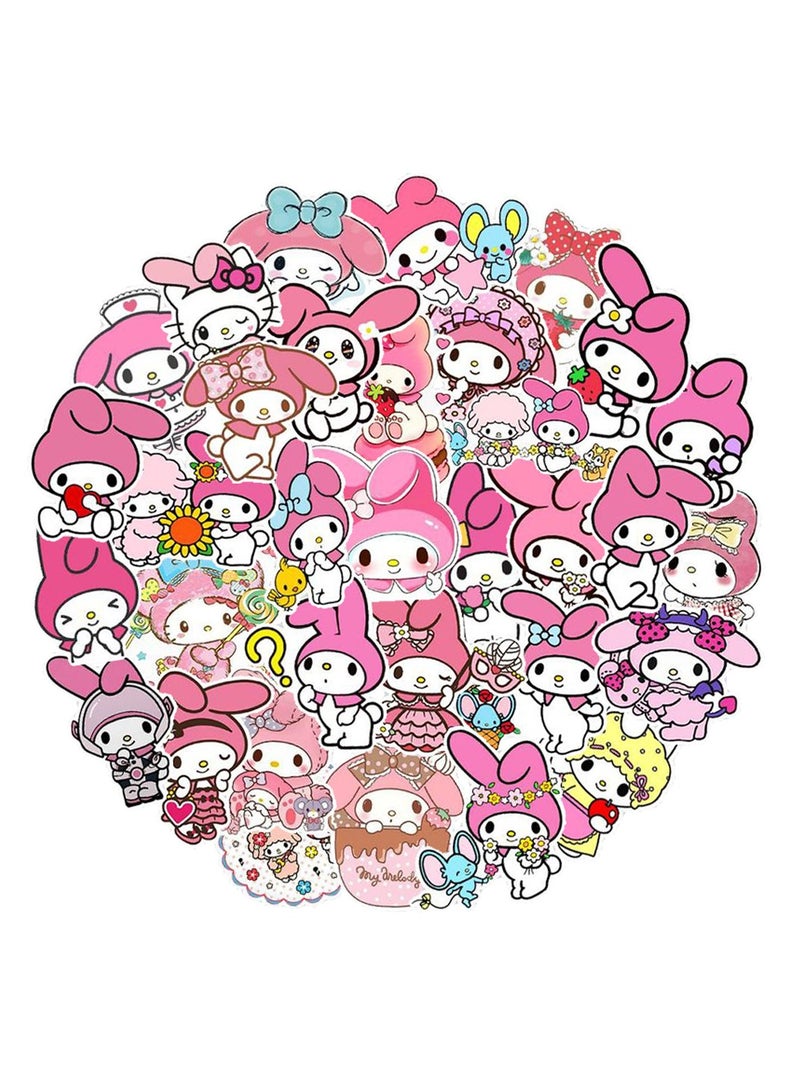 50-Piece My Melody Stickers Waterproof Cartoon Vinyl Stickers for Laptop - Image 2