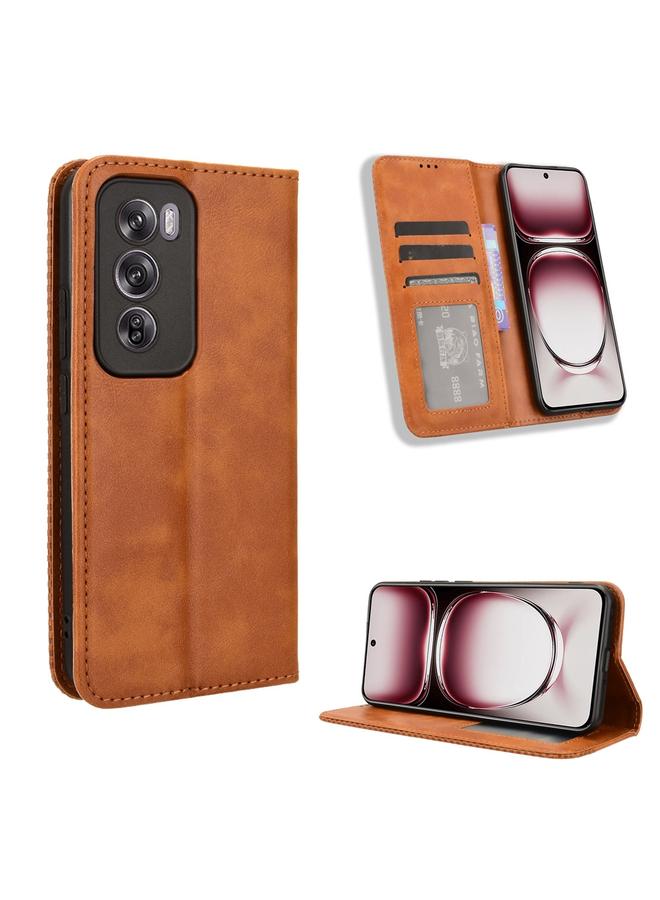S-TOP Case For OPPO Reno12 5G Global Magnetic Buckle Retro Texture Leather Phone Case - Image 1
