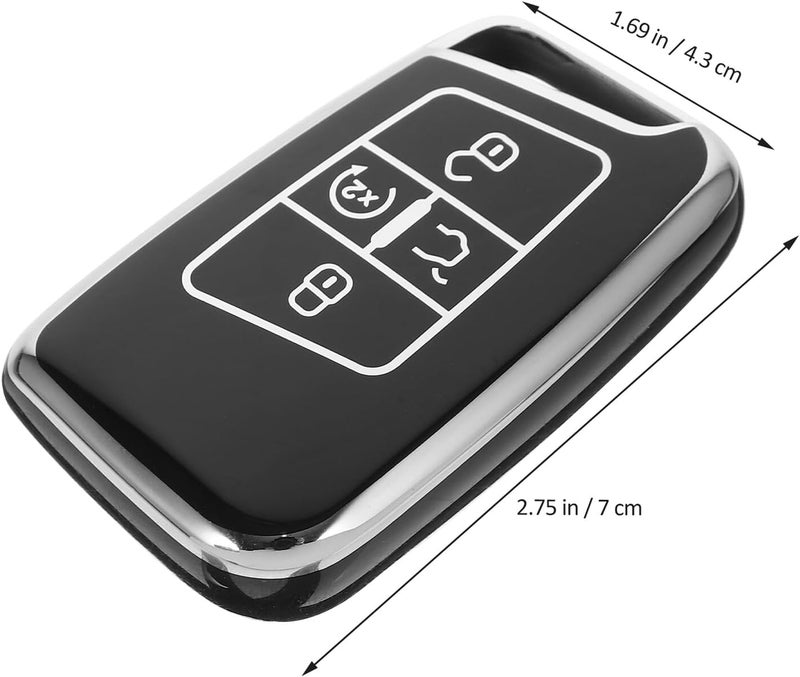 Garneck Car Key Fob Cover Black 5-Button TPU Key Fob Protector Shell Case with Keychain Compatible with Most Vehicles - Image 2