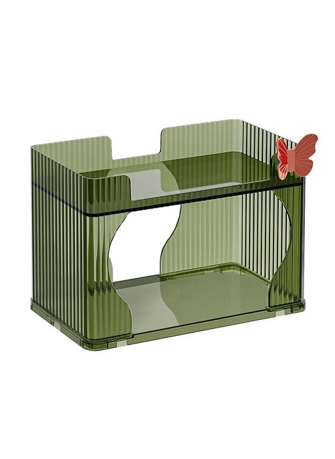 XiuWoo - Makeup Organizer Large Acrylic Skincare Organizer Dustproof Waterproof Cosmetic Display Case for Vanity Bathroom Countertop Makeup Storage Box for Lipsticks Perfume Green - Image 1