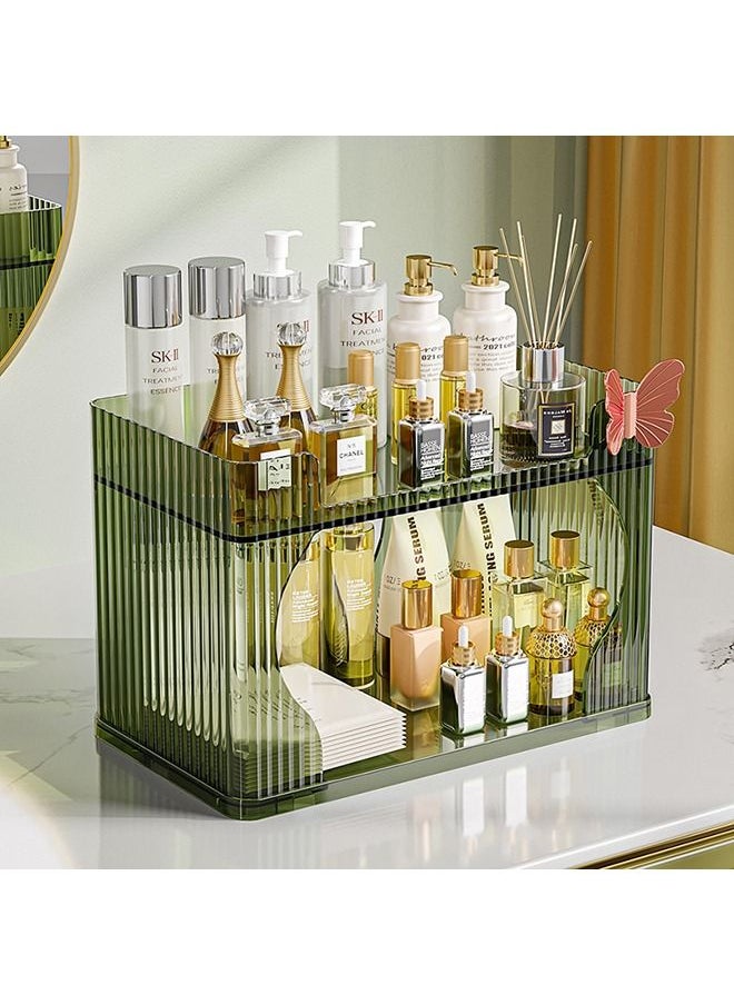 XiuWoo - Makeup Organizer Large Acrylic Skincare Organizer Dustproof Waterproof Cosmetic Display Case for Vanity Bathroom Countertop Makeup Storage Box for Lipsticks Perfume Green - Image 1