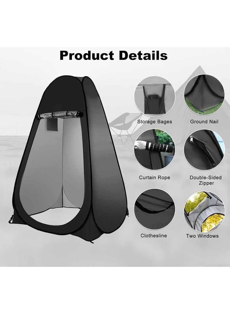 Arabest Shower Changing Tent, Portable Outdoor Camp Toilet, Pop-up Room Privacy Shelter, Outdoor Privacy Tent with Carrying Bag, Changing Room for Women Men (Black) - Image 2