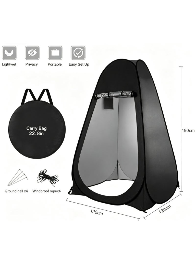 Arabest Shower Changing Tent, Portable Outdoor Camp Toilet, Pop-up Room Privacy Shelter, Outdoor Privacy Tent with Carrying Bag, Changing Room for Women Men (Black) - Image 4