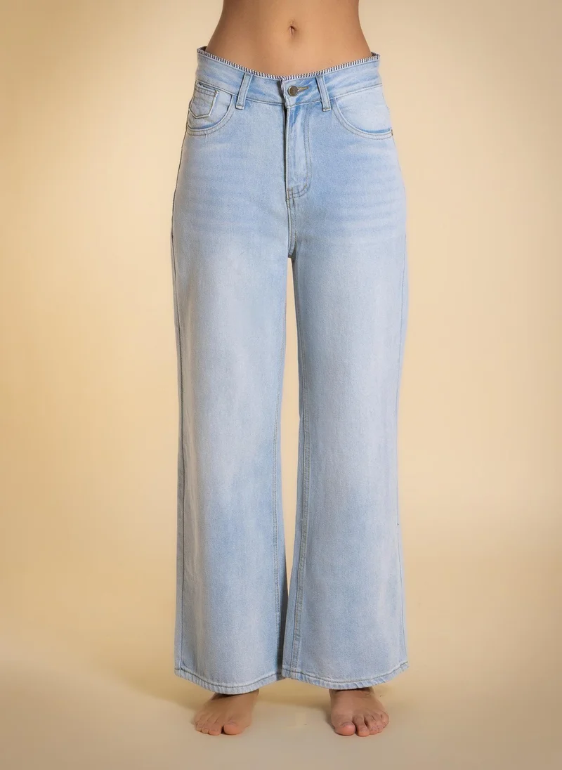 شايبس DETAILED HIGH-WAIST WIDE LEG JEANS