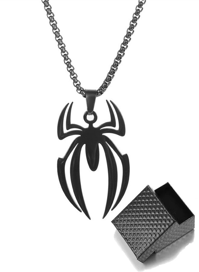 Spider Pendant Necklace Titanium Steel Jewelry for Fashion Women Men,Pendants Necklaces-Black - Image 1