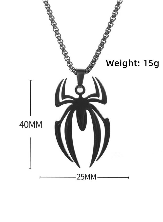 Spider Pendant Necklace Titanium Steel Jewelry for Fashion Women Men,Pendants Necklaces-Black - Image 2