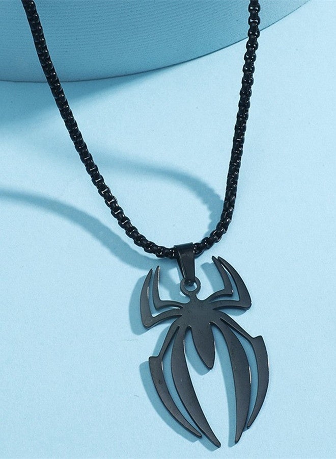 Spider Pendant Necklace Titanium Steel Jewelry for Fashion Women Men,Pendants Necklaces-Black - Image 3