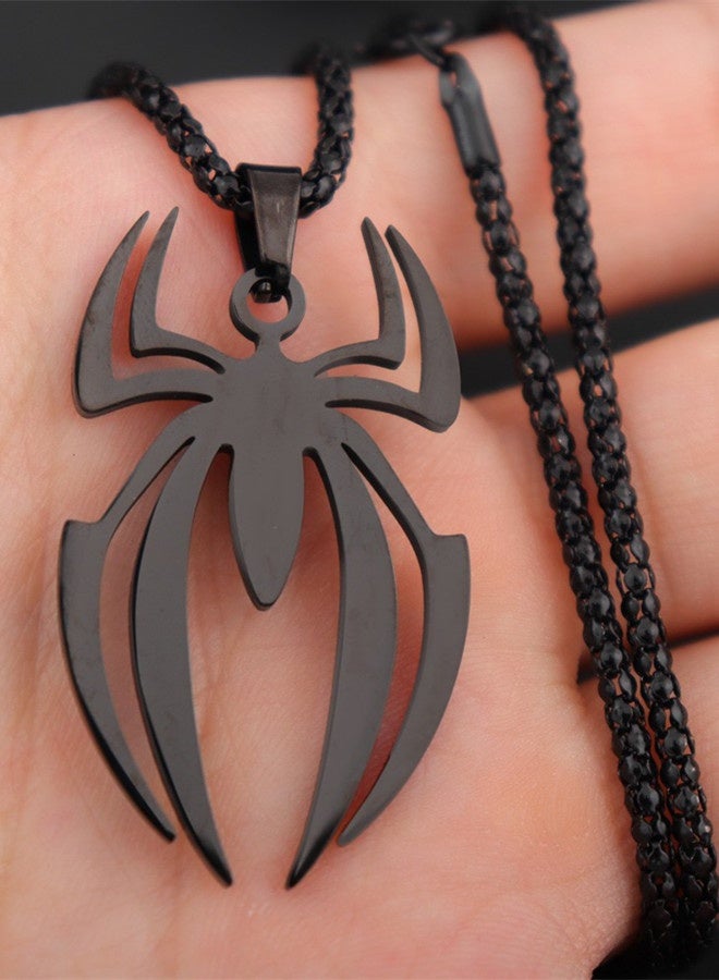 Spider Pendant Necklace Titanium Steel Jewelry for Fashion Women Men,Pendants Necklaces-Black - Image 4