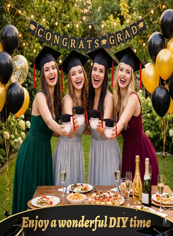 LemonRoad 30 Sets Class of 2026 Graduation Party Favors, 150ml Clear Plastic Fillable Drink Ball Cups with Mini Grad Caps, Straws and Adhesive Dots(Red) - Image 5