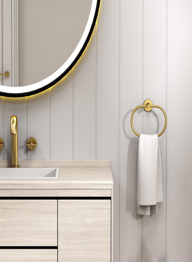 Suyar Brushed Gold Towel Ring, SUS 304 Stainless Steel Hand Towel Holder for Bathroom Wall Mount, Oval Shape - Image 2