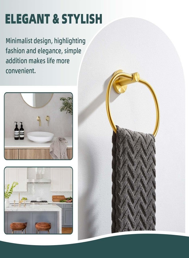 Suyar Brushed Gold Towel Ring, SUS 304 Stainless Steel Hand Towel Holder for Bathroom Wall Mount, Oval Shape - Image 4