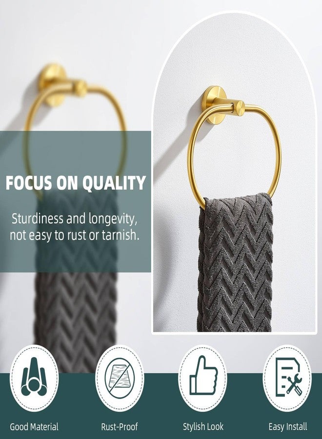 Suyar Brushed Gold Towel Ring, SUS 304 Stainless Steel Hand Towel Holder for Bathroom Wall Mount, Oval Shape - Image 3