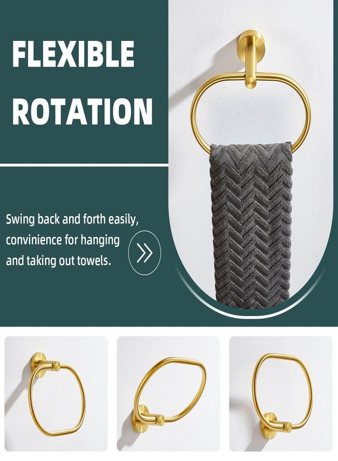 Suyar Brushed Gold Towel Ring, SUS 304 Stainless Steel Hand Towel Holder for Bathroom Wall Mount, Oval Shape - Image 5