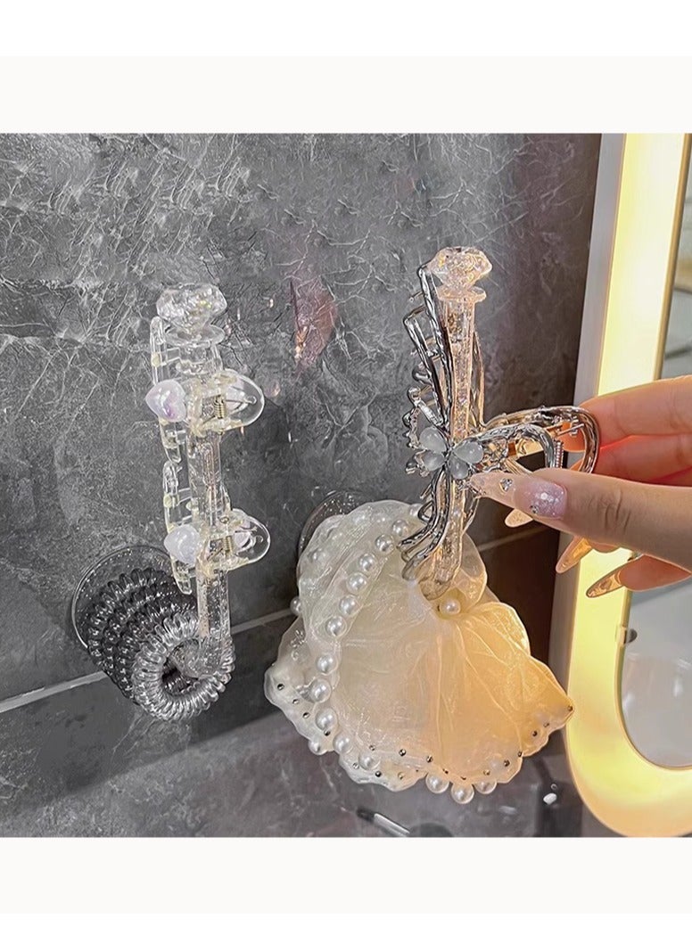 1 Pcs Acrylic Adhesive Scrunchies Holder, Wall-Mounted Hair Accessories Organizer, Glitter Wall Hooks for Hair Ties, Holder for Women Girl Headband Bracelet Necklace, 11cm  - Image 1