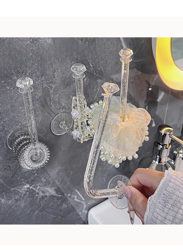 1 Pcs Acrylic Adhesive Scrunchies Holder, Wall-Mounted Hair Accessories Organizer, Glitter Wall Hooks for Hair Ties, Holder for Women Girl Headband Bracelet Necklace, 11cm  - Image 2