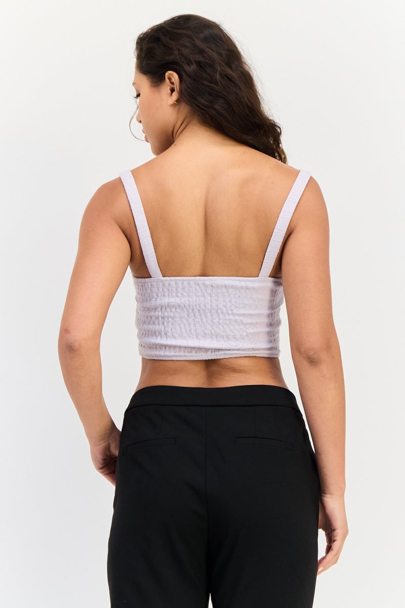 Bershka بلوزة بدون أكمام بتصميم قلب حلو للنساء، لافندر - Image 3