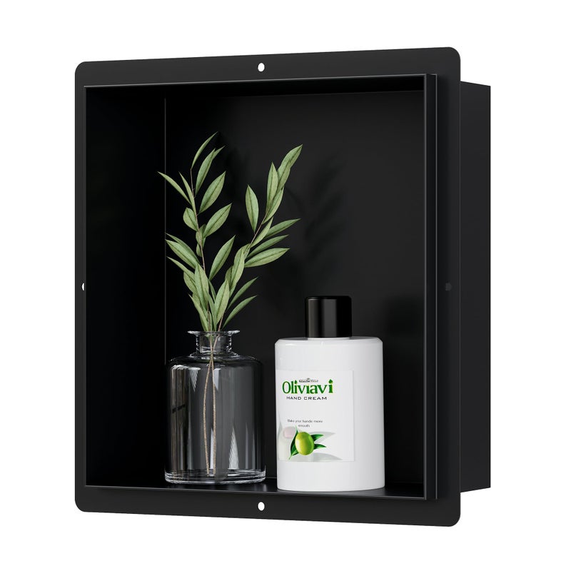 Neodrain Recessed Black Shower Niche Insert Bathroom Storage Shelf Inner Size 12 X 12 X 4 304 Stainless Steel Wall Niche Rimless Cubby Builtin Wall Waterproof