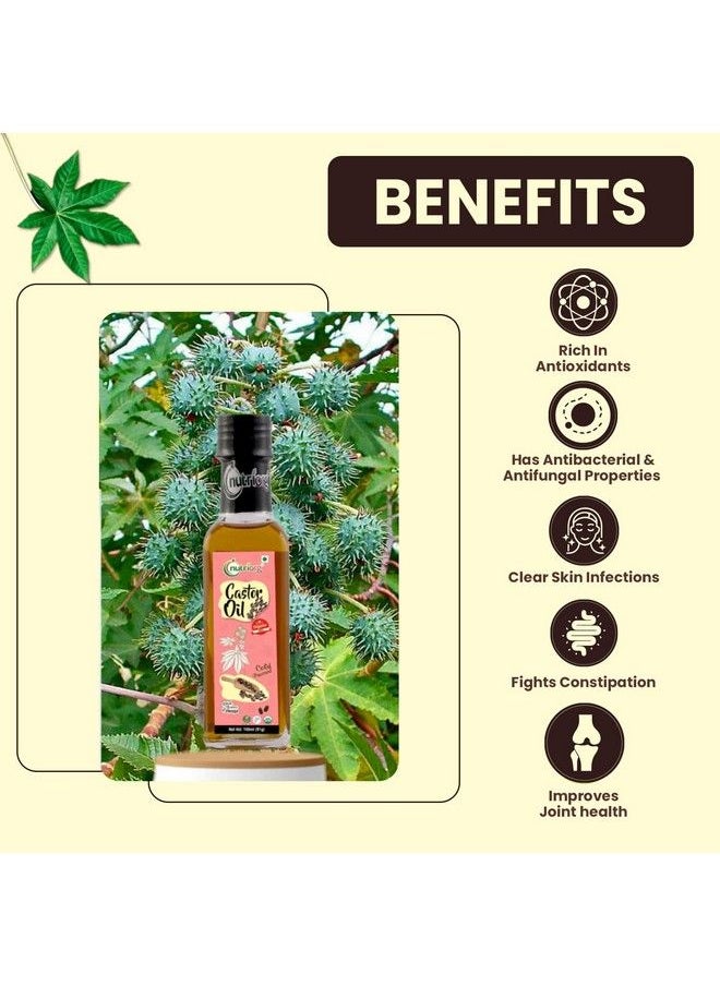 nutriorg - Cold Pressed 100% Organic Castor & Black Seeds Oil 200 Ml (Pack Of 2*100Ml ) ; With Deep Nourishing Properties ; Weight Management ; For Hair & Skin - Image 1