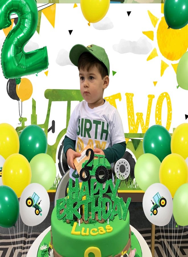 Merrystorm Tractor 2nd Birthday Decorations, Tractor Birthday Backdrop Green Tractor 2nd Birthday Cupcake Cake Toppers Balloon Garland Arch Kit for Boys Tractor Theme 2nd Birthday Party Supplies - Image 5