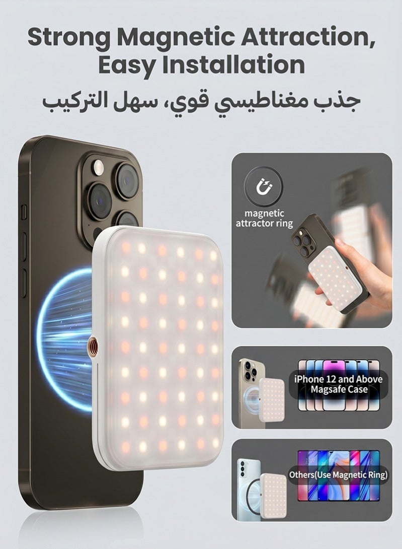RGB Video Light with Magsafe, Rechargeable Magnetic RGB Photography Light Clip on Phone Laptop,Portable LED Camera Fill Light Panel, Pocket LED Phone Light for Video Conference,TikTok,Youtube, Selfie, Live Streaming - Image 3