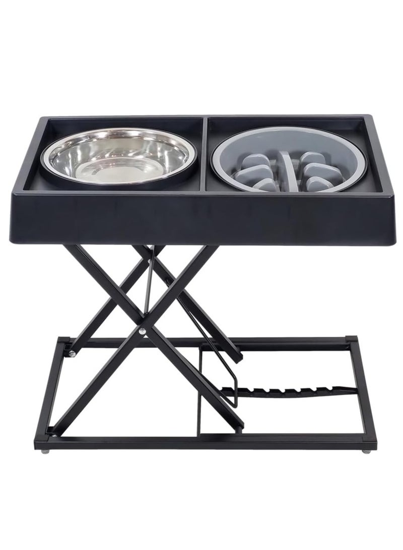 أن ان سي بيتس أوعية طعام مرتفعة للكلاب بجميع الأحجام، 3 في 1 أوعية طعام بطيئة مرتفعة للكلاب مع وعاءين من الفولاذ المقاوم للصدأ وقاعدة مضادة للانزلاق، 8 أوعية طعام مرتفعة قابلة لضبط الارتفاع للكلاب 52 سم (أسود) - Image 1