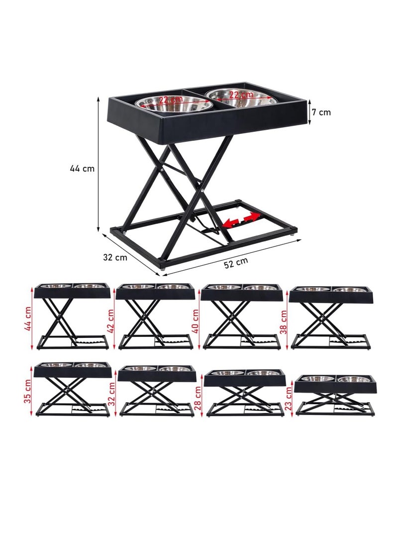 أن ان سي بيتس أوعية طعام مرتفعة للكلاب بجميع الأحجام، 3 في 1 أوعية طعام بطيئة مرتفعة للكلاب مع وعاءين من الفولاذ المقاوم للصدأ وقاعدة مضادة للانزلاق، 8 أوعية طعام مرتفعة قابلة لضبط الارتفاع للكلاب 52 سم (أسود) - Image 2