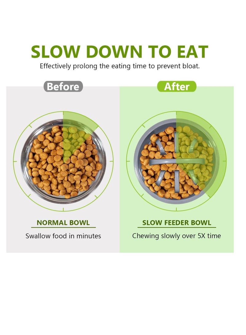 أن ان سي بيتس أوعية طعام مرتفعة للكلاب بجميع الأحجام، 3 في 1 أوعية طعام بطيئة مرتفعة للكلاب مع وعاءين من الفولاذ المقاوم للصدأ وقاعدة مضادة للانزلاق، 8 أوعية طعام مرتفعة قابلة لضبط الارتفاع للكلاب 52 سم (أسود) - Image 4