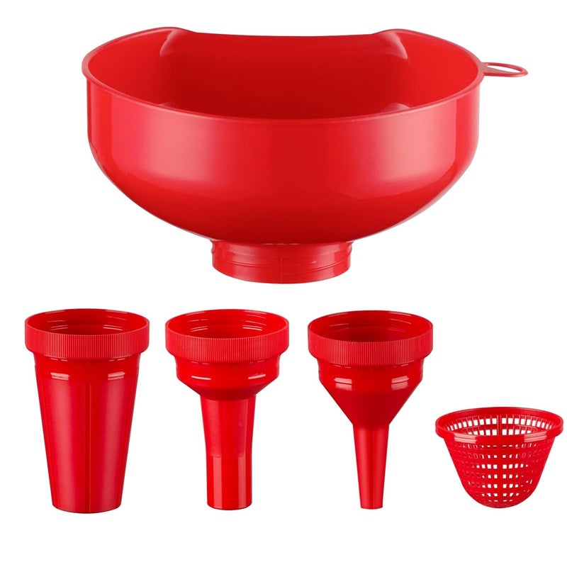 Pisol Wide Mouth Funnels for Kitchen Use, Versatile Food Grade Funnels for Filling Bottles, Plastic Cooking Funnel Set with Strainer, Large Long Neck Funnel for Canning, Mason Jar, Shampoo, Liquids - Image 1