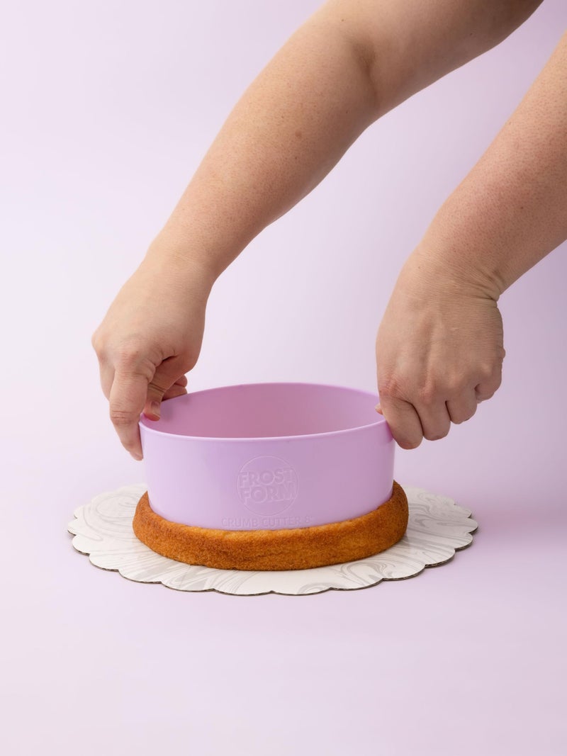 SWEETSHOP AC Food Crafting 6 Inch Frost Form Starter Kit (7 Piece) Cake Pan Round Liner Stand Crumb Cutter Finisher Base Form Instructions Frost Form Cake Kit Cake Icing Kit Frost Form Kit Cake Mold Plastic - Image 4