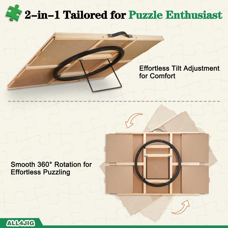 ALL4JIG 2000 Pieces 2-in-1 Tilting & Rotating Puzzle Board, 40.16" x 28.5"Adjustable Angle Puzzle Board with 4 Drawers & Clear Protective Cover, Birthday Gift for mom - Image 4