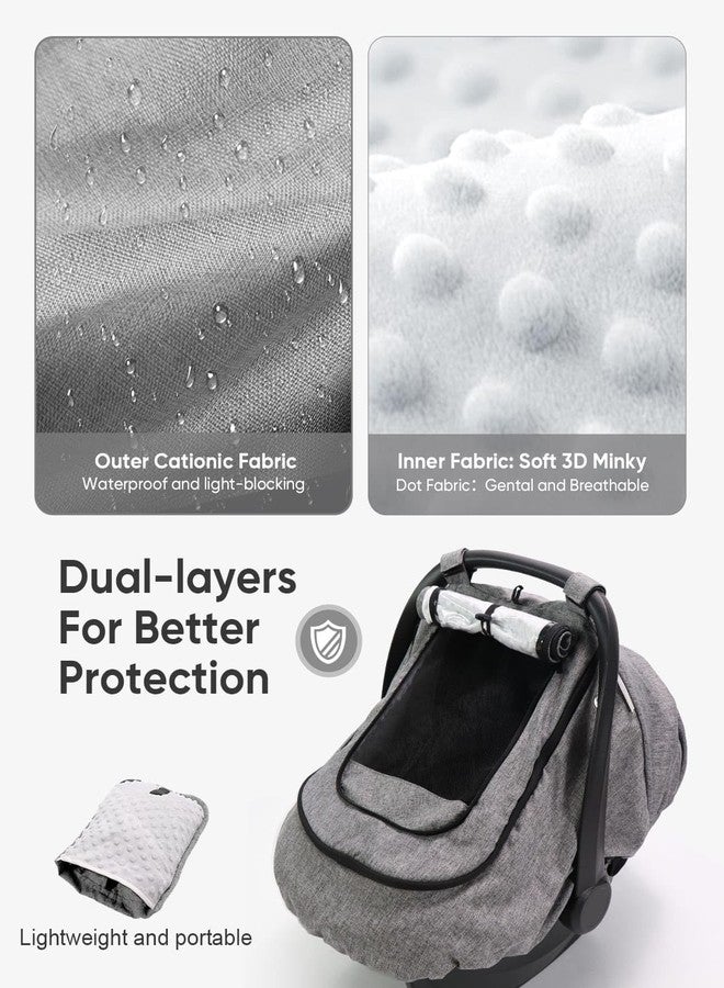 TinlyFinly Waterproof Car Seat Cover for Baby, 2-Layer Car Seat Rain Cover with Clear Window & Sunshade & Mesh Cover, Universal Infant Carseat Canopy for Stroller, Protect from Rain and Snow - Gray - Image 5