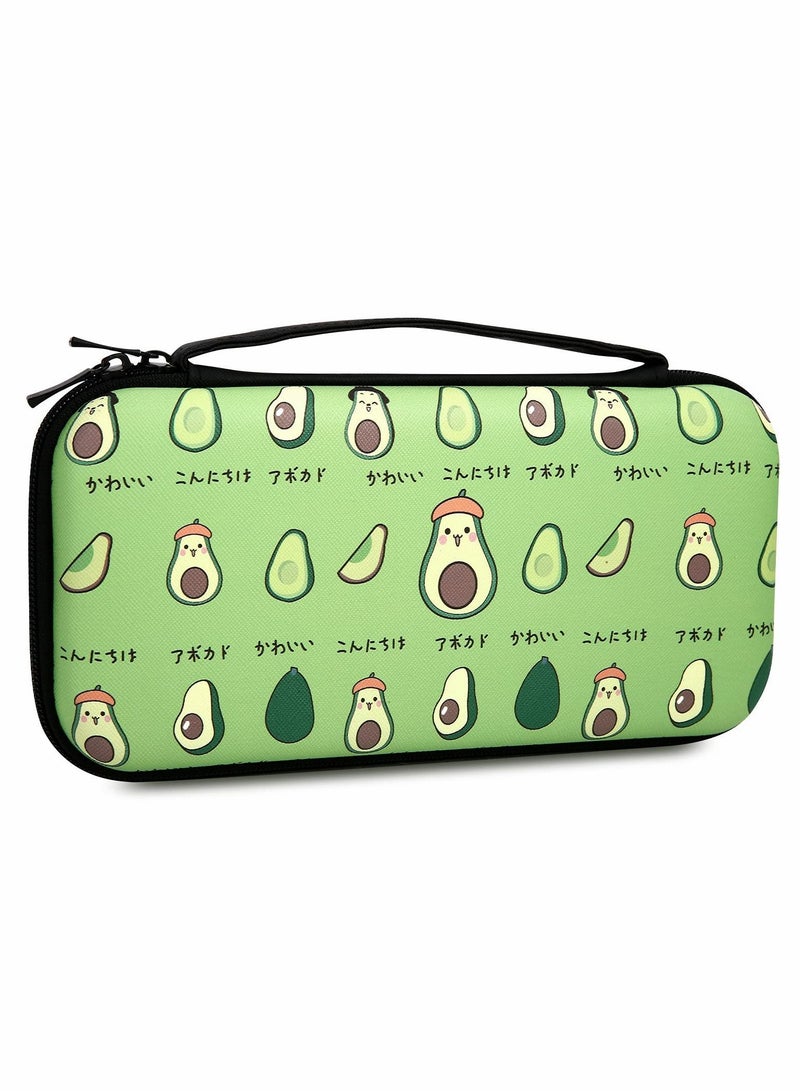 Y&D Storage Bag Case for Nintendo Switch Game Console Cartoon Avocado Cute Hard Portable Travel Carry with 12 Card Slots Inner Joy-Con & Accessories  - Image 1