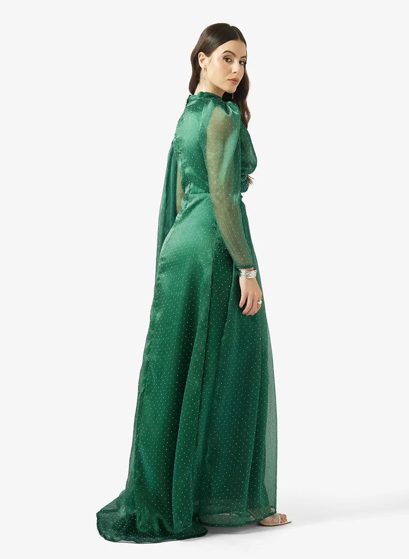 Namshi X Draped Evening Gown With Exaggerated Trail
