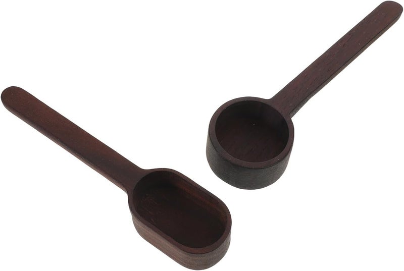 2pcs Wooden Coffee Bean Measuring Spoons Set Wooden Coffee Bean Measuring Spoons Set Walnut Solid Wood Scoop and Espresso for Home and Cafe Use - Image 1