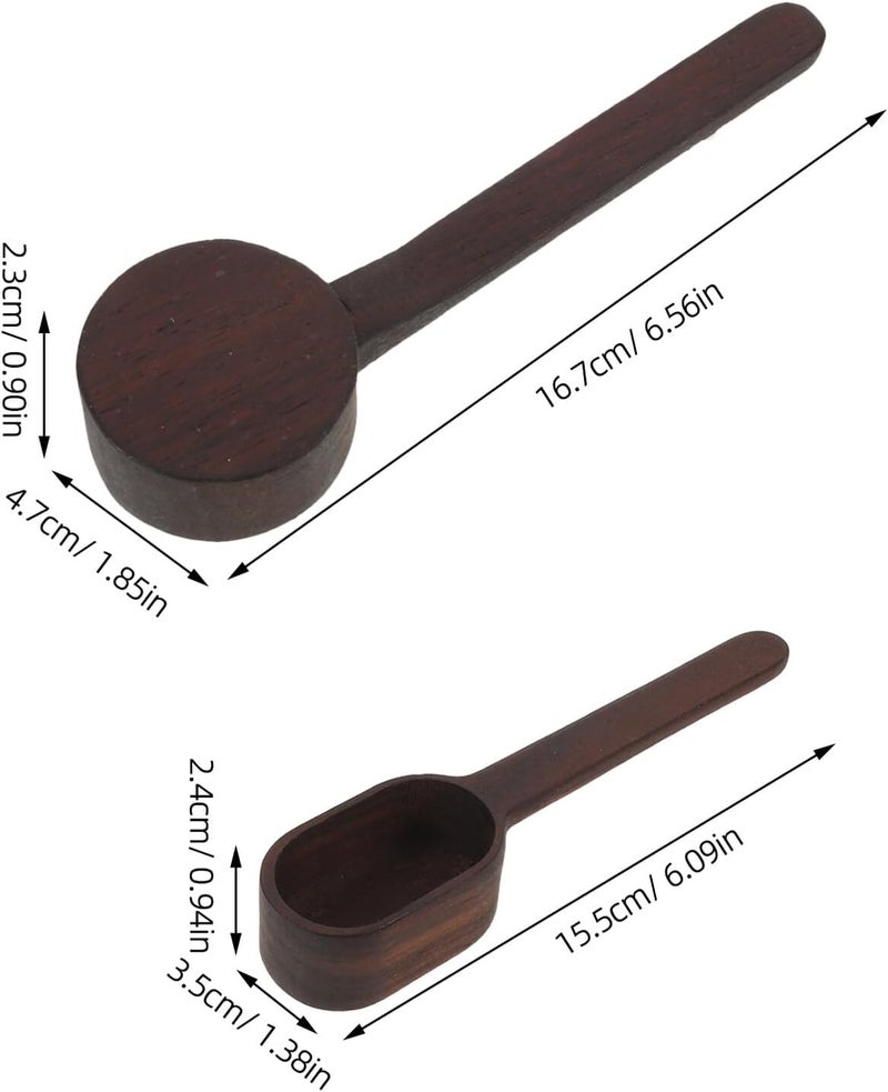 2pcs Wooden Coffee Bean Measuring Spoons Set Wooden Coffee Bean Measuring Spoons Set Walnut Solid Wood Scoop and Espresso for Home and Cafe Use - Image 2