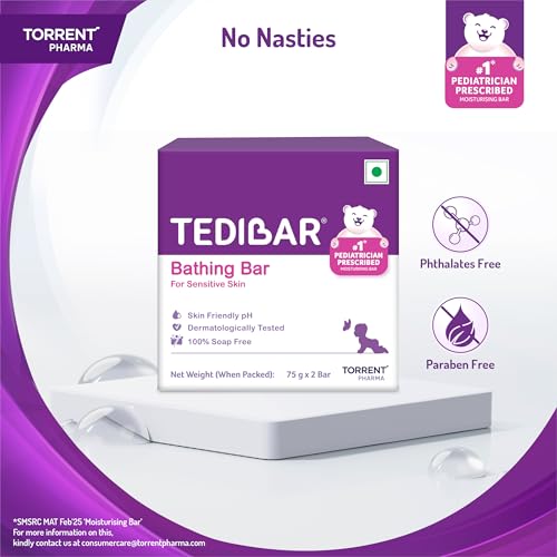 Tedibar Moisturising Baby Bathing Bar each (75gx2) with Skin Friendly PH|100% Soap Free|Dermatologically Tested x Pack of 6 - Image 4
