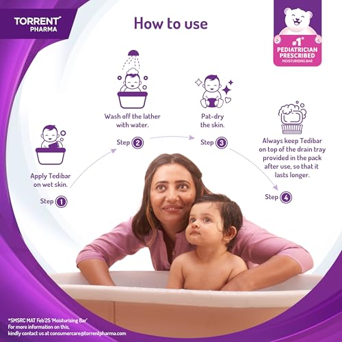 Tedibar Moisturising Baby Bathing Bar each (75gx2) with Skin Friendly PH|100% Soap Free|Dermatologically Tested x Pack of 6 - Image 5
