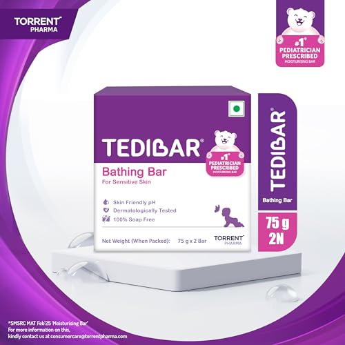 Tedibar Moisturising Baby Bathing Bar each (75gx2) with Skin Friendly PH|100% Soap Free|Dermatologically Tested x Pack of 6 - Image 2