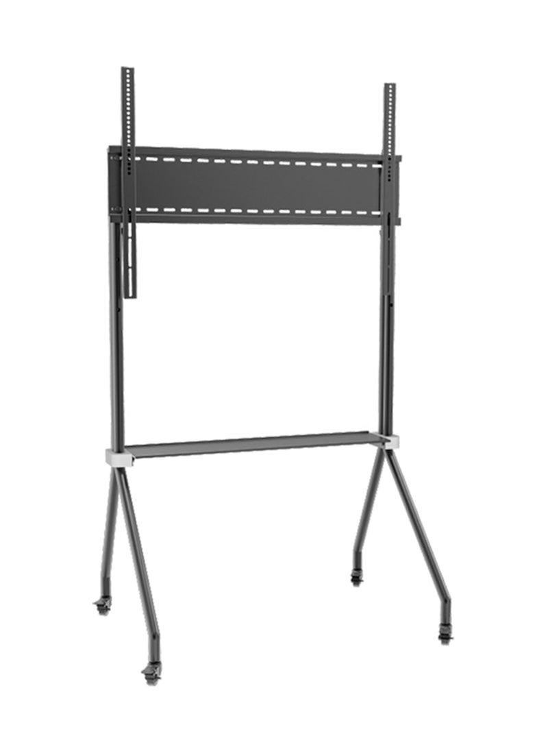 AL DARRA  AL WAQI Mobile TV stand for large screen sizes from 26 to 100 inches, model FS-409T, compatible with LCD, LED, OLED, and 4K flat and curved panels. Rolling TV cart with wide adjustable tilt, 55 kg load capacity, durable design, and swivel wheels. 