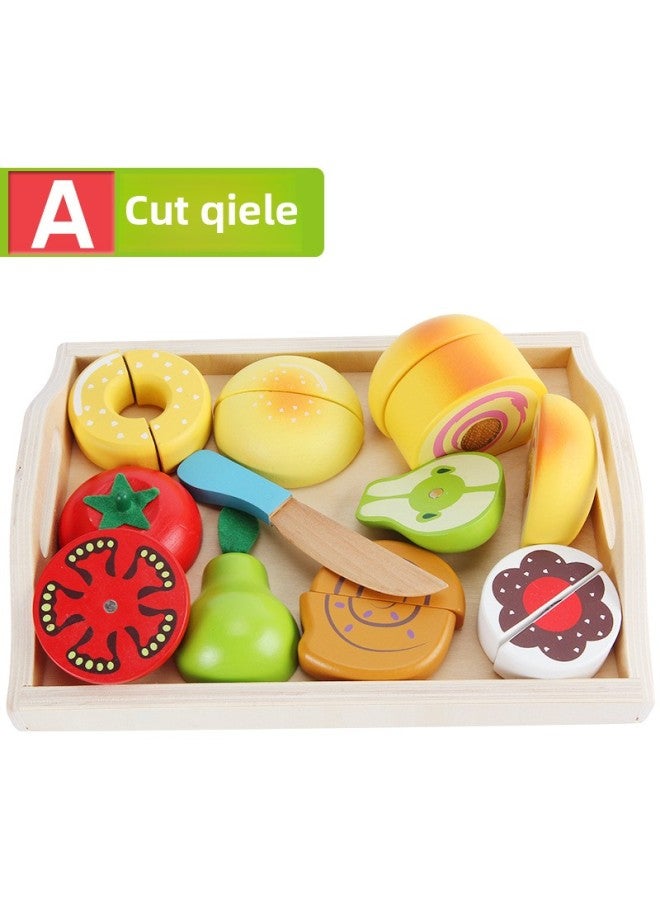 Children's Simulation Kitchen Fruit Cut And Watch Wooden Tray Vegetable Cut And Play Family Interactive Educational Toys-Color:YLB-cut Fruit To See Section A  - Image 5