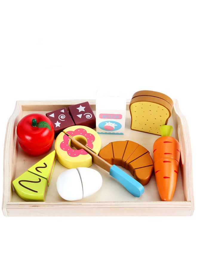 Children's Simulation Kitchen Fruit Cut And Watch Wooden Tray Vegetable Cut And Play Family Interactive Educational Toys-Color:YLB-cut Fruit To See Section A  - Image 2