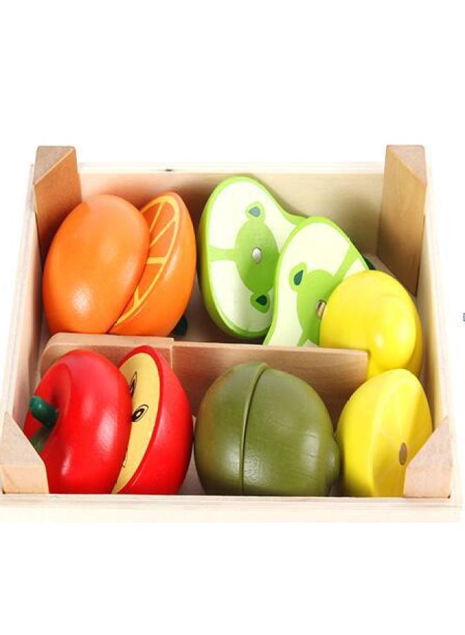 Children's Simulation Kitchen Fruit Cut And Watch Wooden Tray Vegetable Cut And Play Family Interactive Educational Toys-Color:YLB-cut Fruit To See Section A  - Image 1