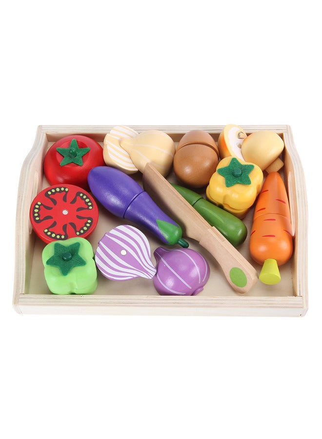 Children's Simulation Kitchen Fruit Cut And Watch Wooden Tray Vegetable Cut And Play Family Interactive Educational Toys-Color:YLB-cut Fruit To See Section A  - Image 3