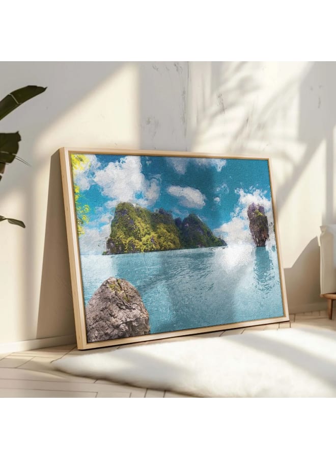 Home Gallery Ocean Stone Island Landscape Print On Canvas 120x80 - Image 1