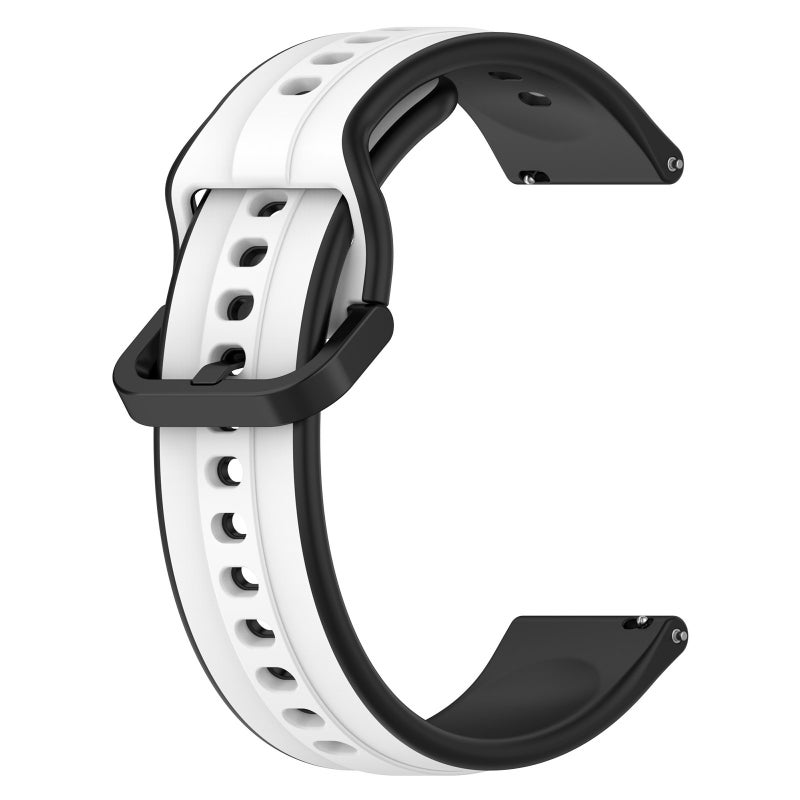 S-TOP For Garmin Forerunner 265 22mm Convex Loop Two-Color Silicone Watch Band(White+Black) - Image 2