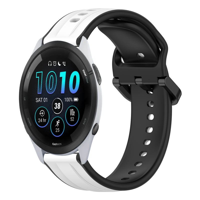 S-TOP For Garmin Forerunner 265 22mm Convex Loop Two-Color Silicone Watch Band(White+Black) - Image 1