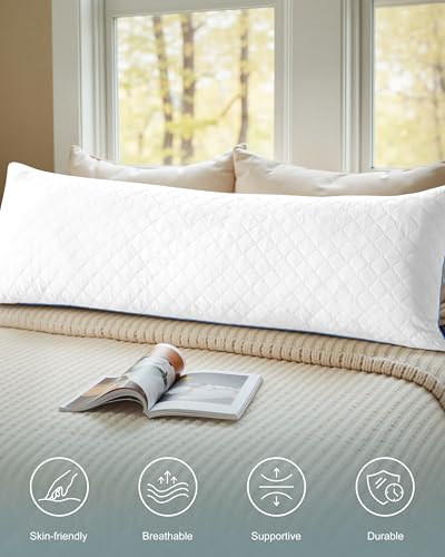 YZ HOME Long Body Pillow for Adults Firm Body Pillow Shredded Memory Foam Adjustable HeightSupport for Side Sleeping Pregnant WomenWhite 20x54 Inch - Image 3