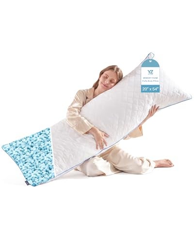 YZ HOME Long Body Pillow for Adults Firm Body Pillow Shredded Memory Foam Adjustable HeightSupport for Side Sleeping Pregnant WomenWhite 20x54 Inch - Image 1