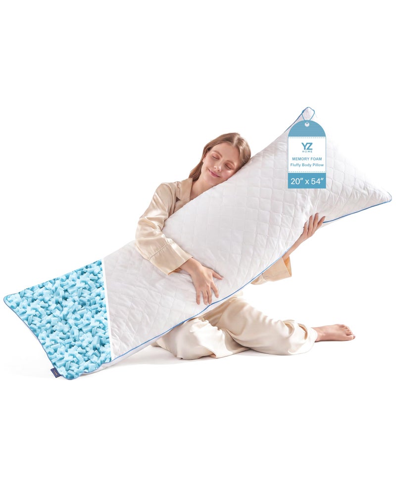 YZ HOME Long Body Pillow for Adults Firm Body Pillow Shredded Memory Foam Adjustable HeightSupport for Side Sleeping Pregnant WomenWhite 20x54 Inch - Image 2