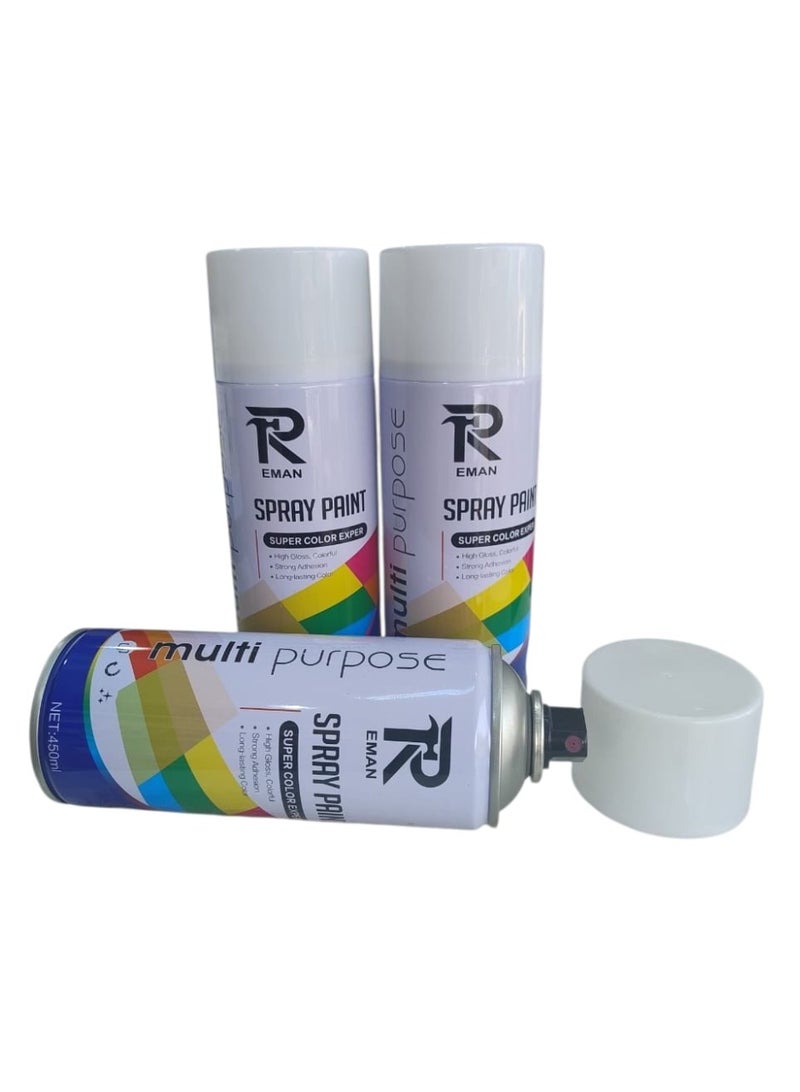 White Spray Paint – Multi-Purpose High Gloss & Strong Adhesion for Home and Industrial Use – 3 Cans × 450ml - Image 5
